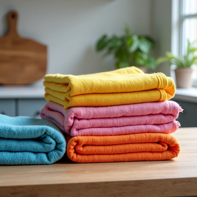 Kit de panos de prato da Karsten exposto em cozinha brasileira.