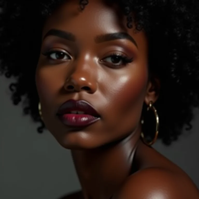 Lábios com batom escuro e opaco, com aparência de lábios murchos