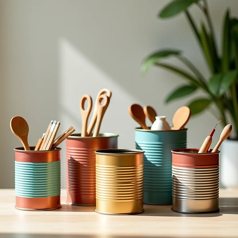 Latas decoradas como porta-trecos criativos