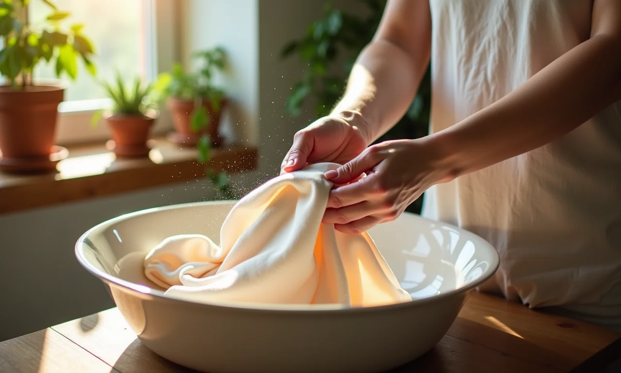 Lavando blusa de seda delicada à mão