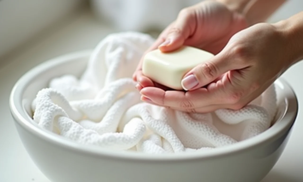 Lavando fronha de algodão com sabão neutro