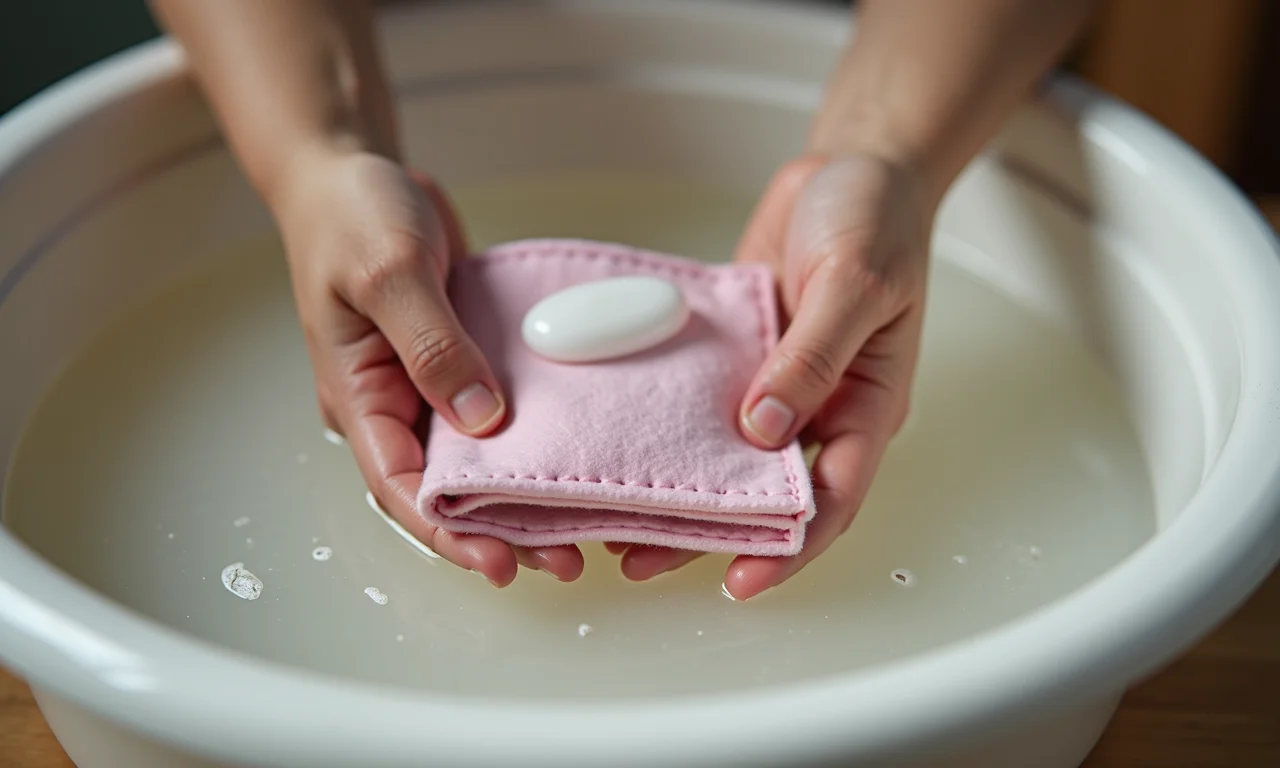 Lavando um livro sensorial de feltro.