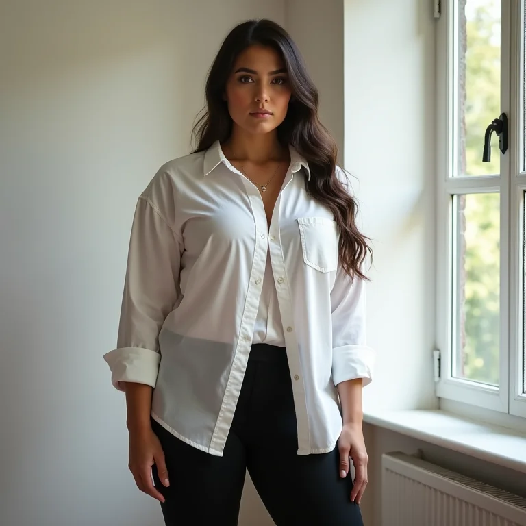 Legging e camisa alongada para home office