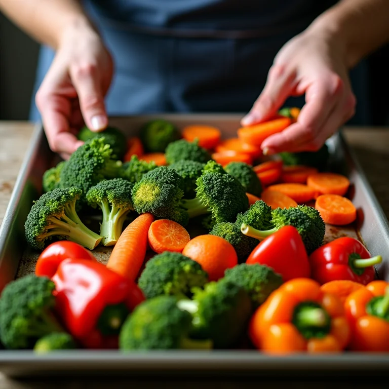 Legumes assados em grande quantidade