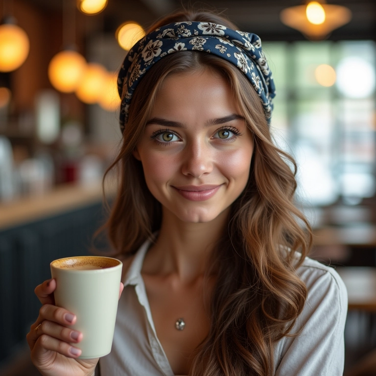 Lenço como faixa clássica em cabelo de mulher.