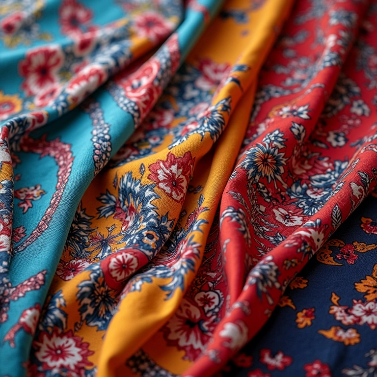 Lenços estampados da C&A com cores vibrantes e designs intrincados.