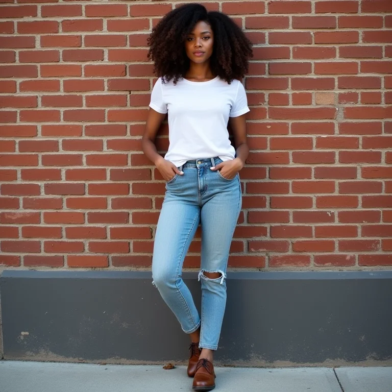 Look casual com calça jeans, camiseta e sapato Oxford