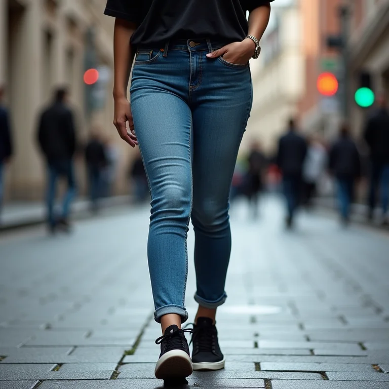 Look casual com jeans e tênis preto