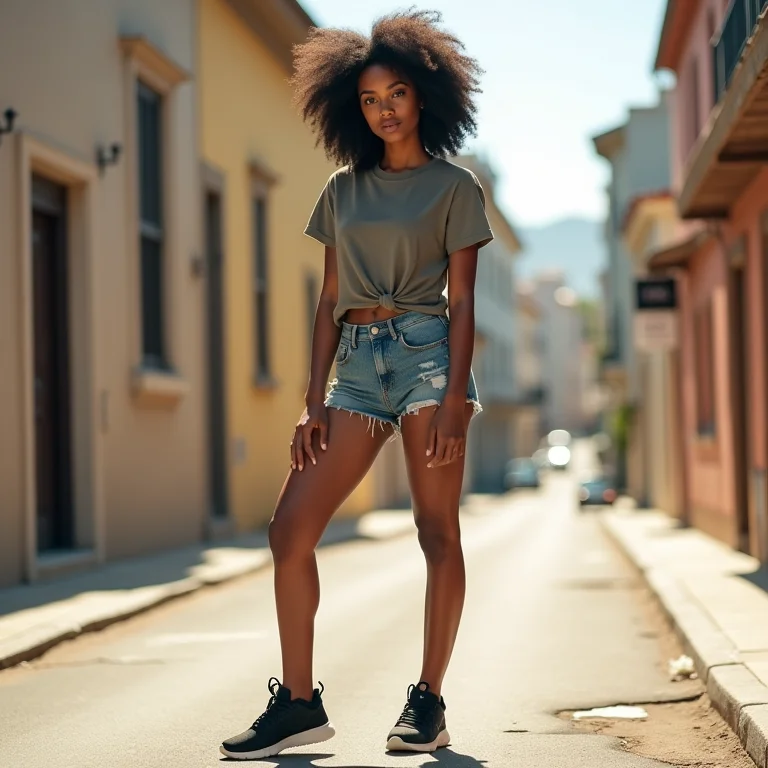 Look casual de verão com shorts e tênis preto