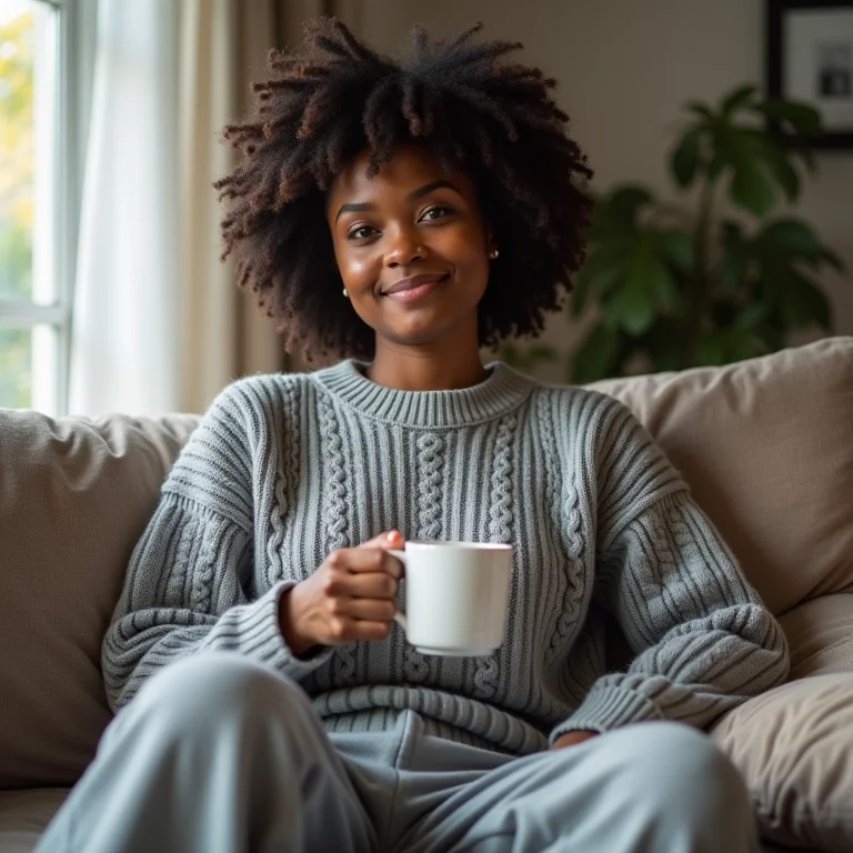 Look confortável com calça de moletom e tricô
