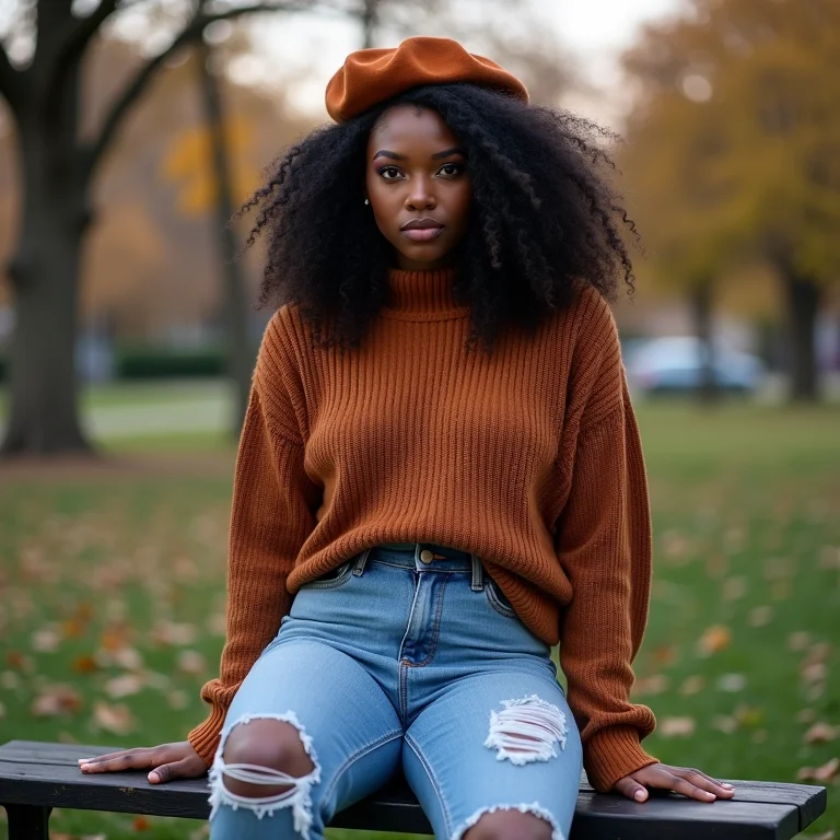 Look despojado com boina oversized