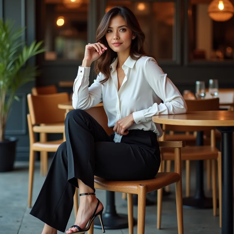 Look elegante com calça de alfaiataria e scarpin