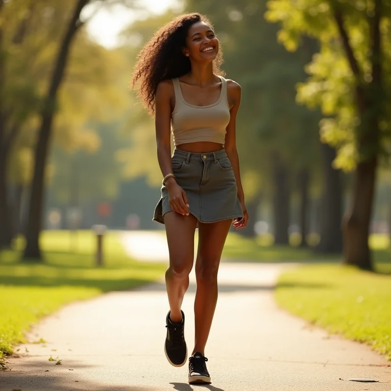 Look feminino e descontraído com saia e tênis preto