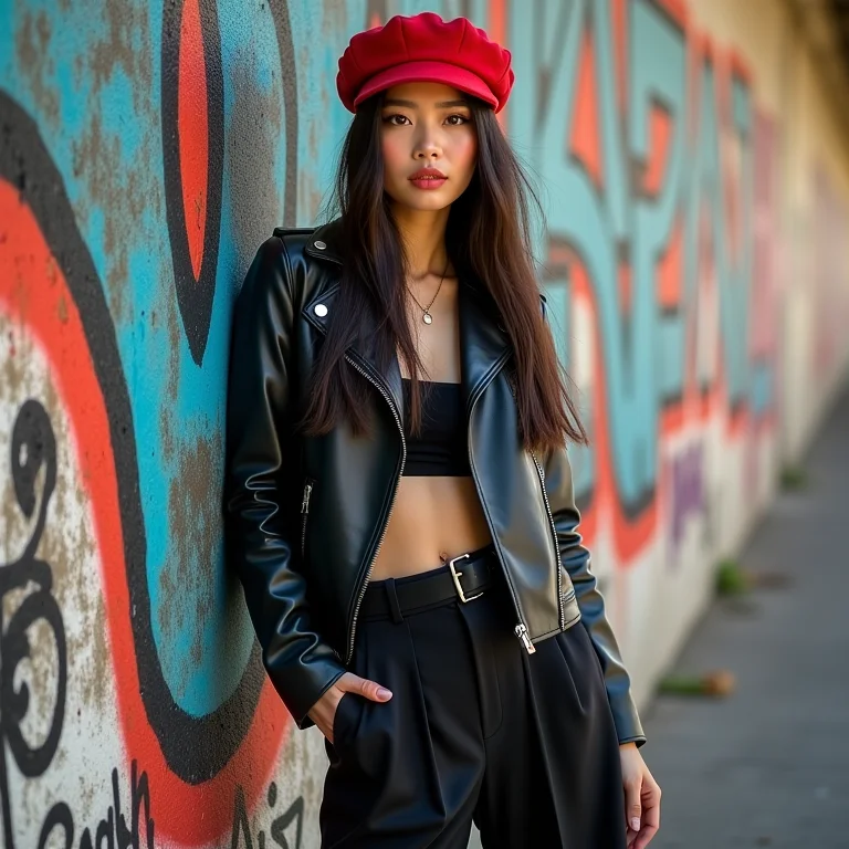 Look moderno com boina colorida