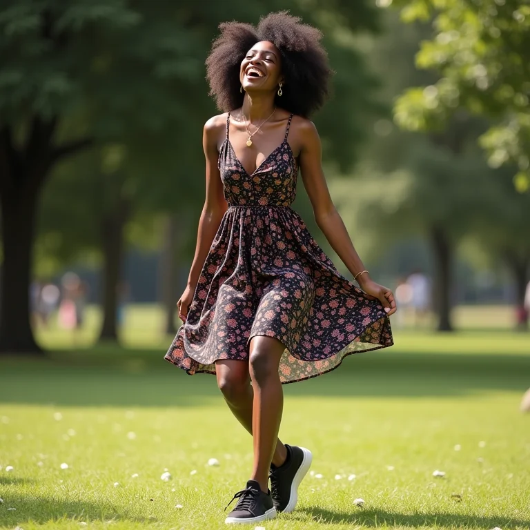 Look moderno com vestido e tênis preto