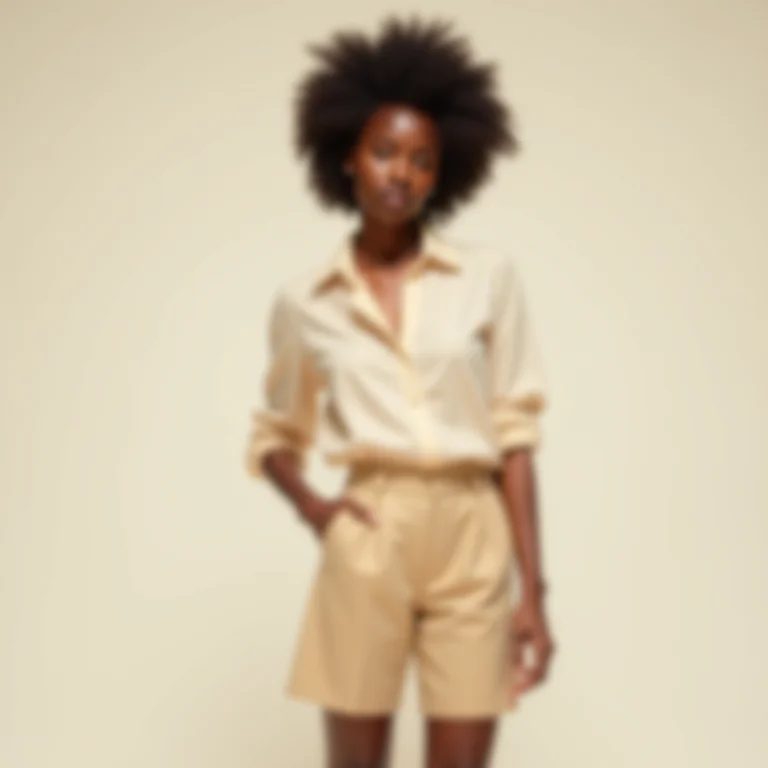 Look monocromático com bermuda de alfaiataria em tons neutros