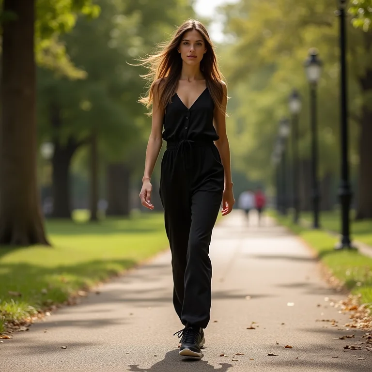 Look prático com macacão e tênis preto