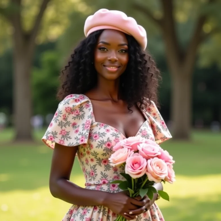 Look romântico com boina floral