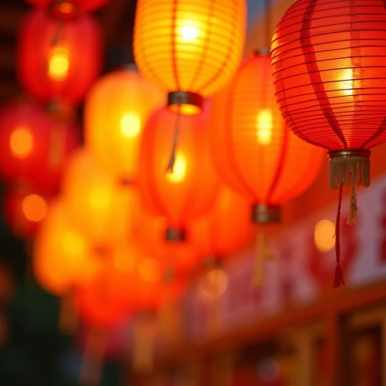Luminárias de papel coloridas penduradas para decoração de festa junina