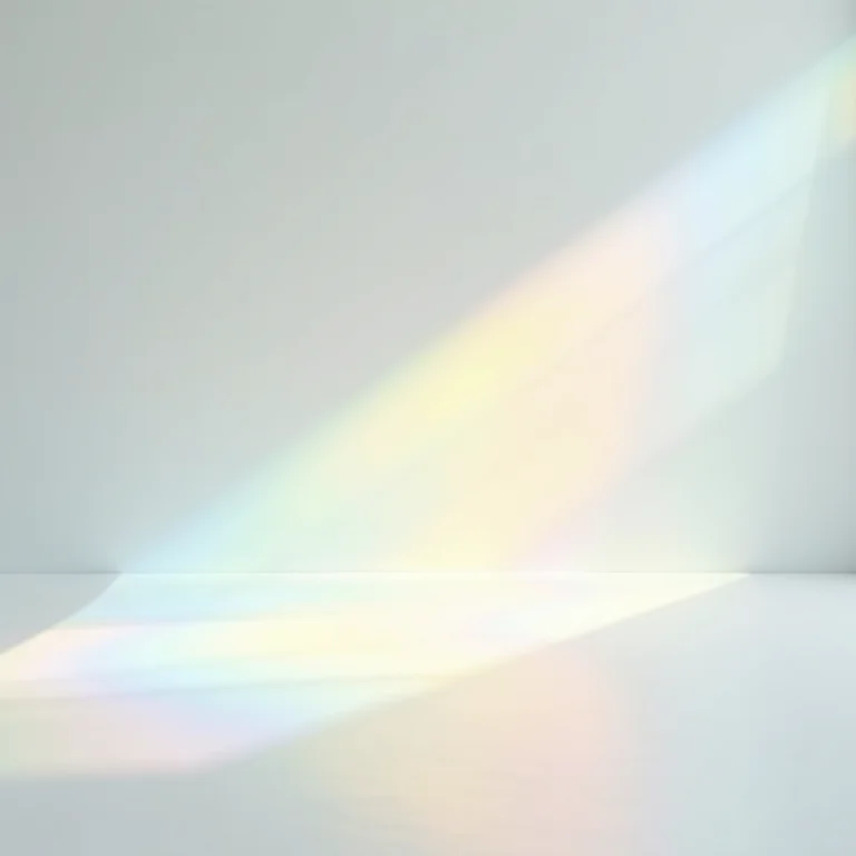 Luz refratada por um prisma, formando um arco-íris.