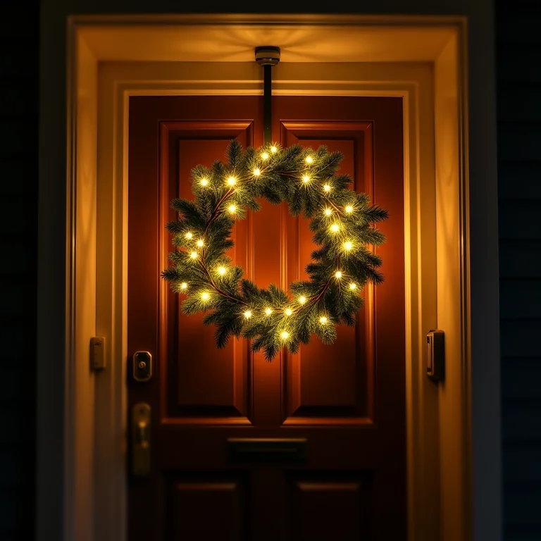 Luzes aconchegantes e criativas decorando uma guirlanda de Natal
