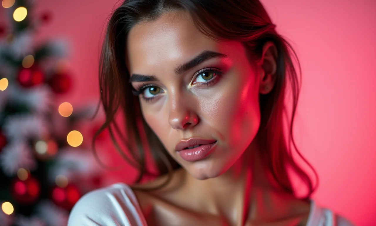 Maquiagem monocromática em tons de rosa para o Natal.
