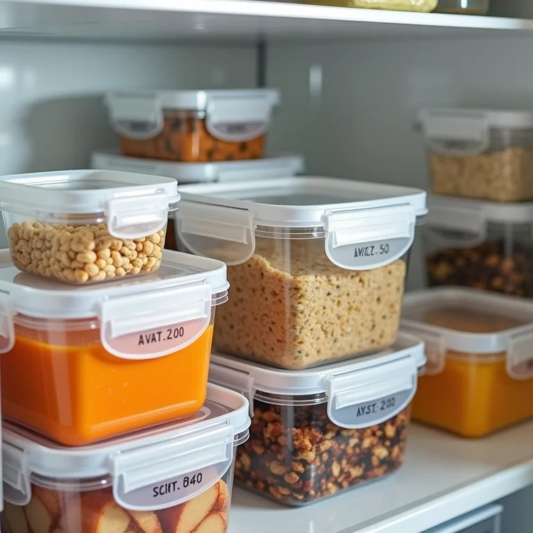 Marmitas armazenadas corretamente na geladeira.