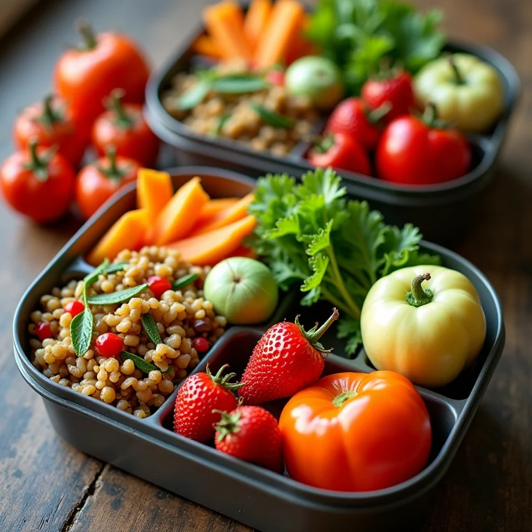 Marmitas coloridas com ingredientes frescos