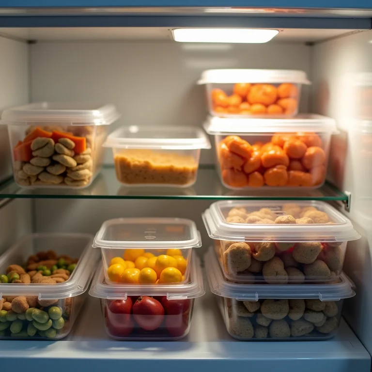 Marmitas congeladas organizadas no freezer