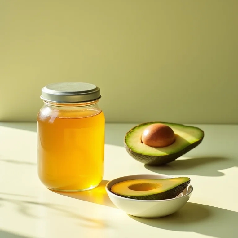 Máscara hidratante de mel e abacate em close-up