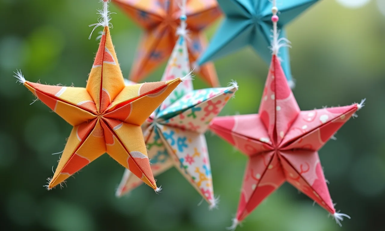 Materiais alternativos para origami: tecido, miçangas, plumas