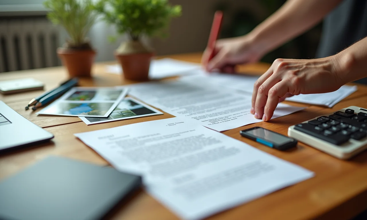 Materiais diversos para cápsula do tempo em mesa de madeira.