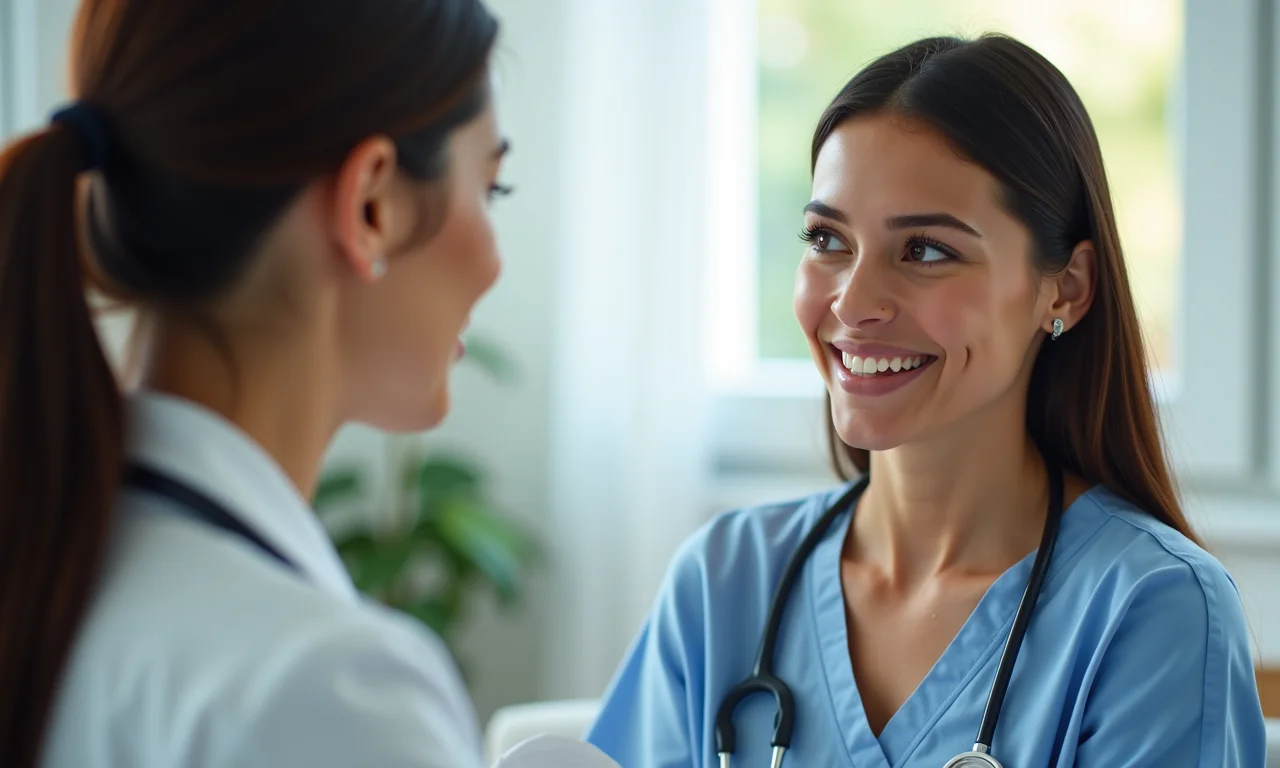 Médico explicando o tratamento para menopausa precoce.