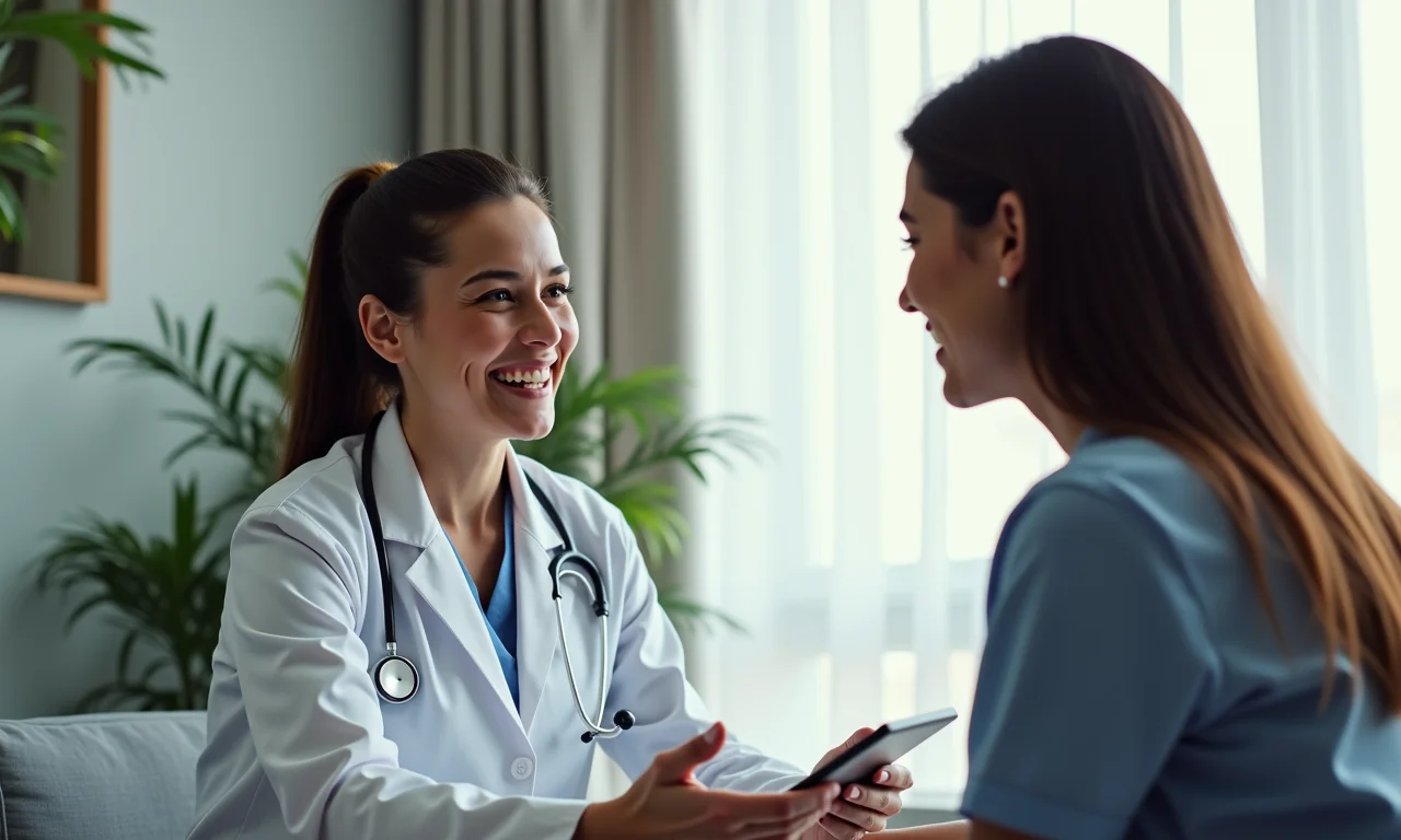 Médico explicando o tratamento para menopausa precoce.