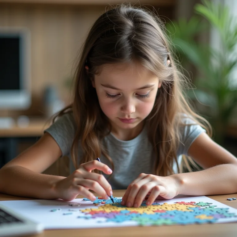 Menina trabalhando com terapeuta.