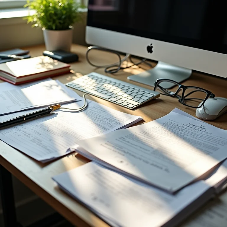 Mesa de escritório desorganizada