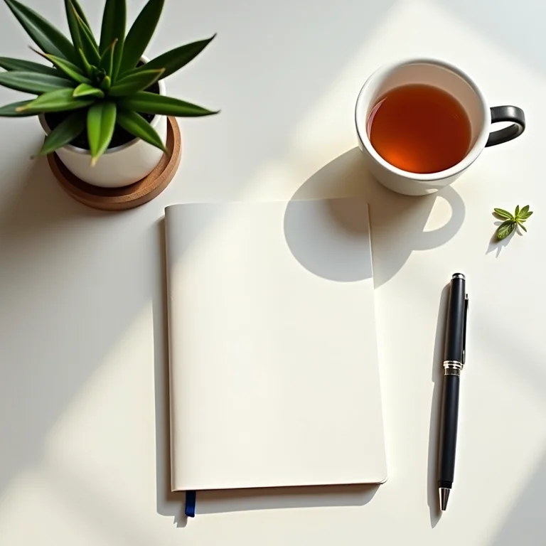 Mesa organizada com itens minimalistas e estéticos