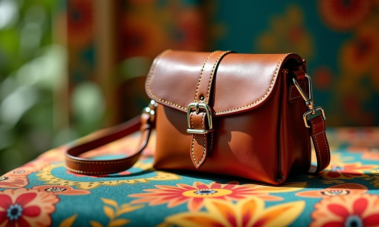 Mini bolsa marrom delicada em tecido brasileiro.