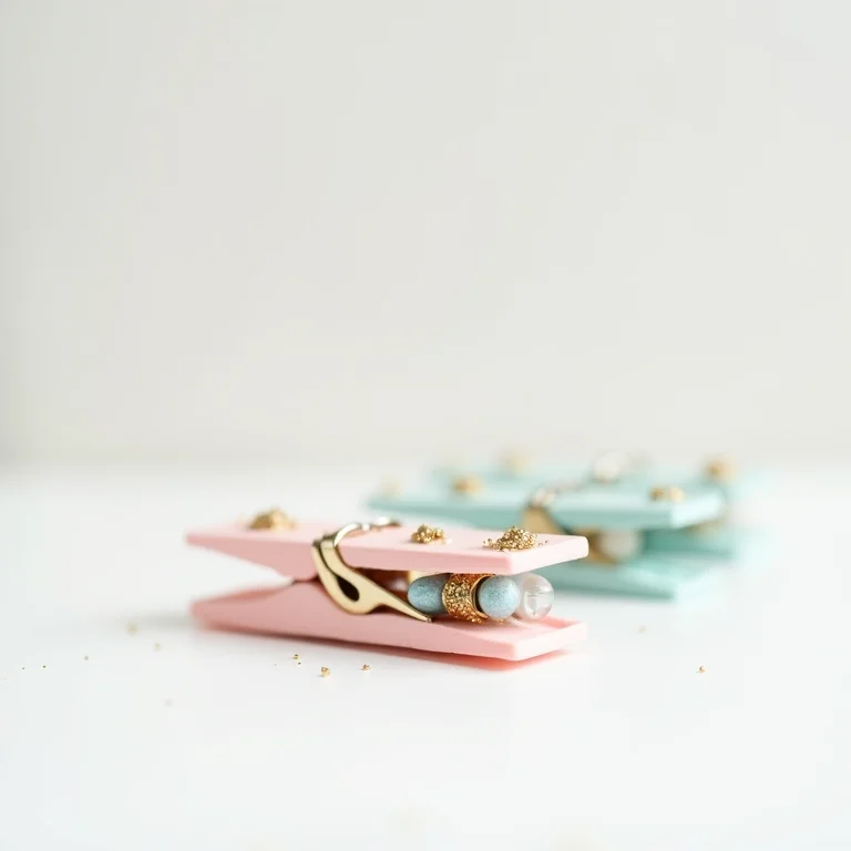 Mini prendedores decorados com glitter e miçangas.