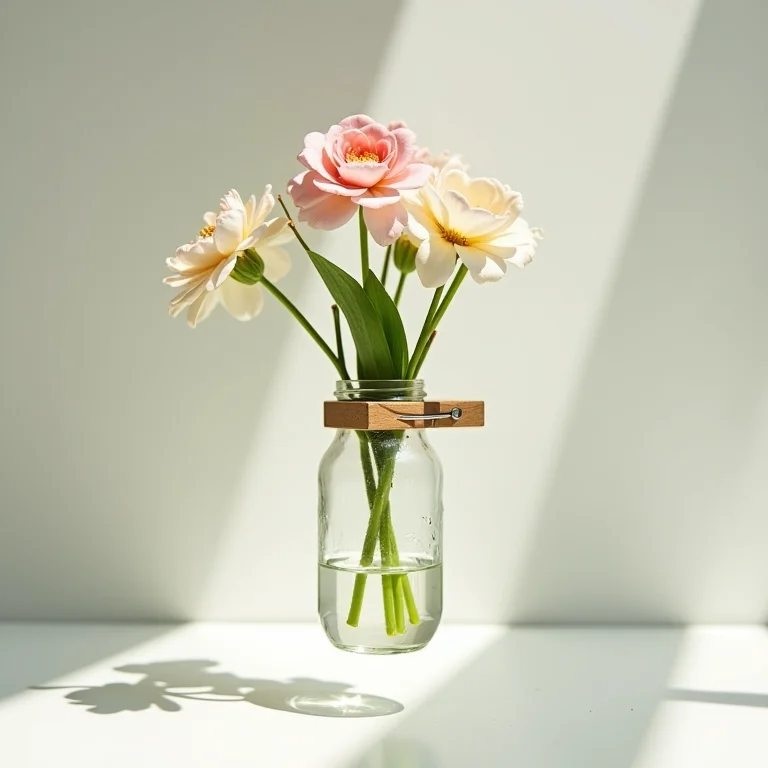 Mini vasos de flores suspensos feitos com prendedores de roupa