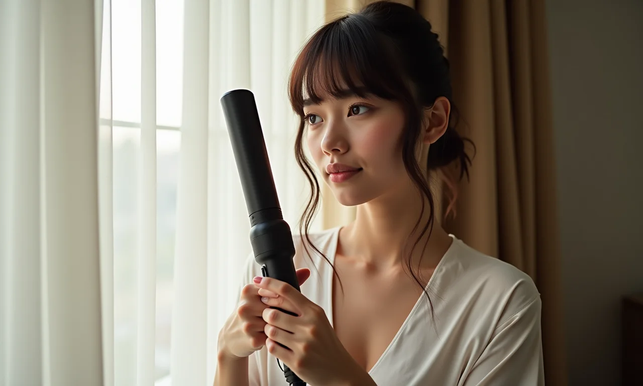 Modelando a franja cortina com modelador de cachos.