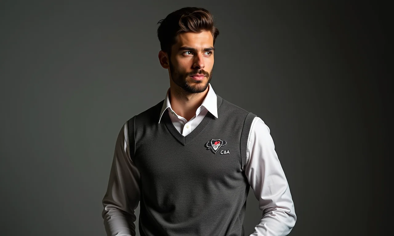 Modelo usando colete C&A.