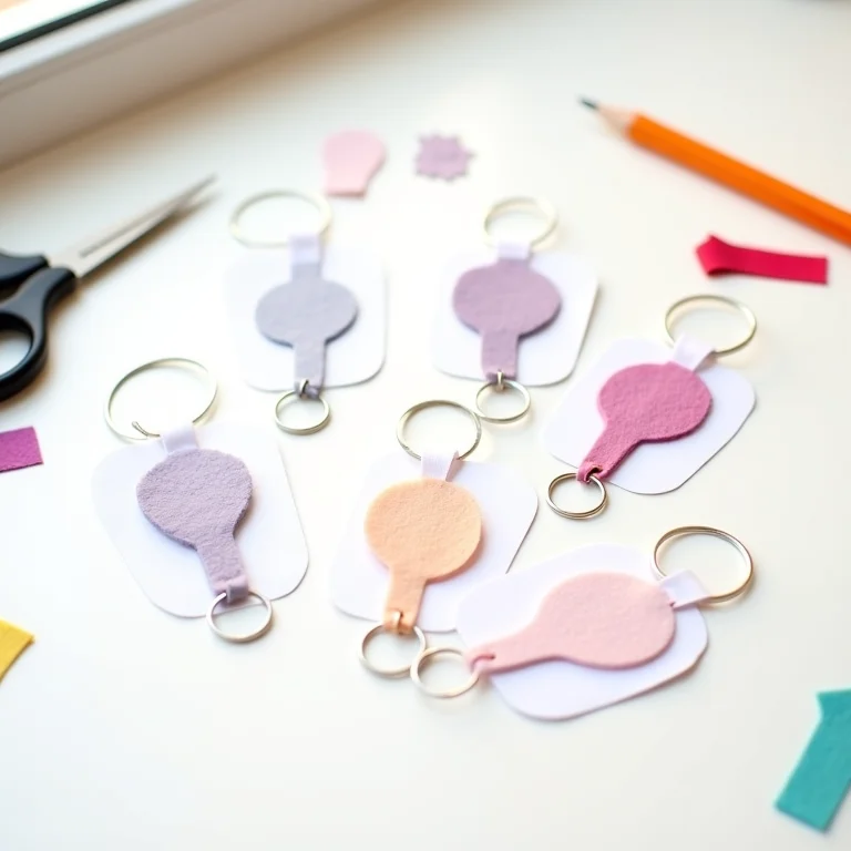 Moldes de chaveiros de feltro impressos sobre uma superfície branca