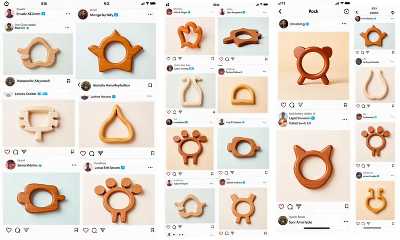 Mordedores de madeira nas redes sociais.