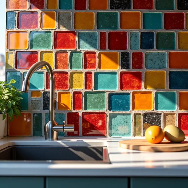 Mosaico de pastilhas coloridas para cozinha