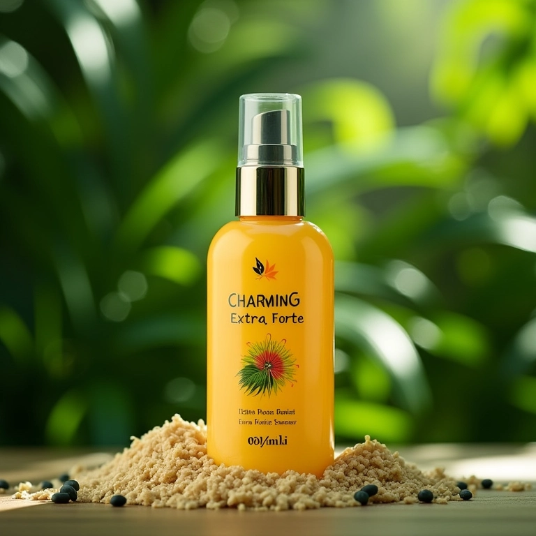 Mousse Charming Extra Forte Cless com folhas tropicais ao fundo.