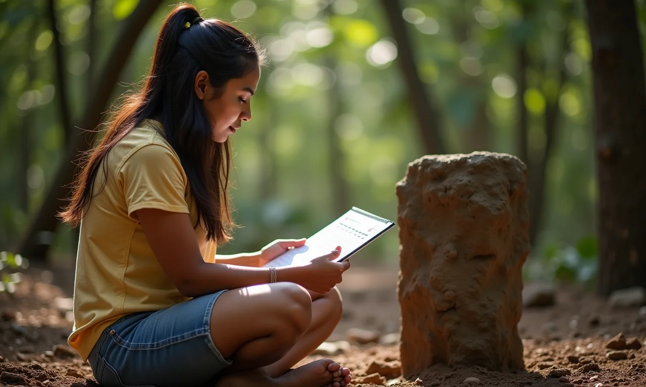 Mulher aguardando o momento de abrir a cápsula do tempo.