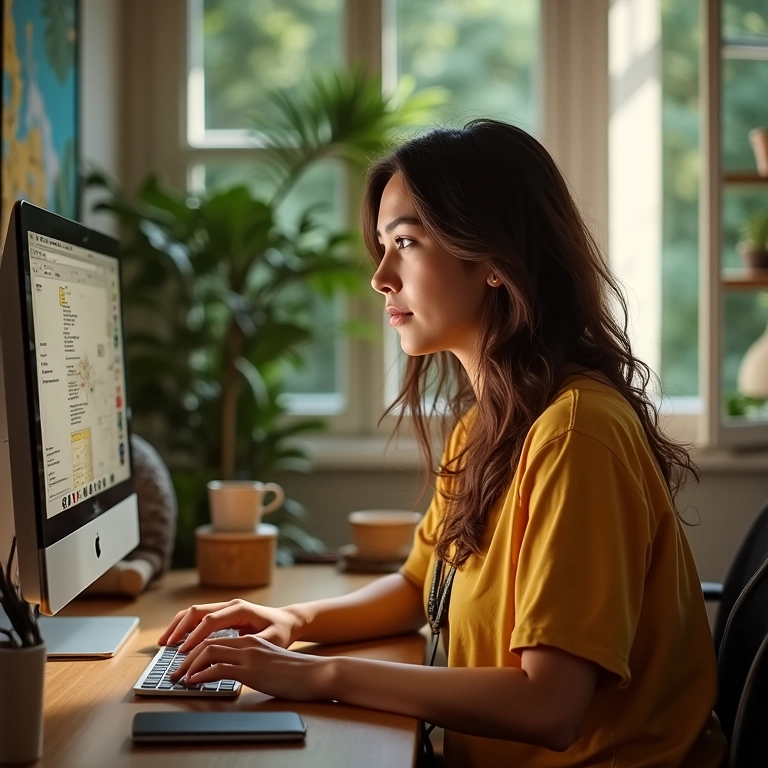 Mulher ajustando o brilho da tela para potencializar o exercício.