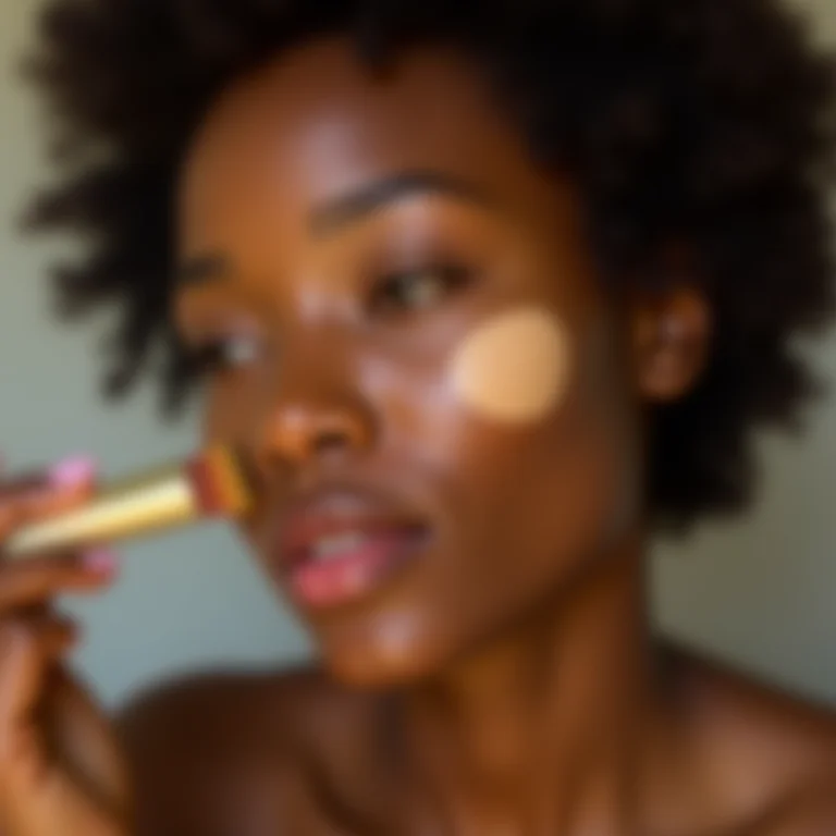 Mulher aplicando maquiagem para um acabamento perfeito