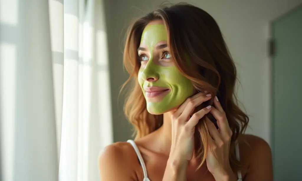 Faça Você Mesma: Máscara Capilar de Abacate e Mel para Hidratação Profunda Mulher aplicando máscara capilar de abacate e mel em cabelo saudável.